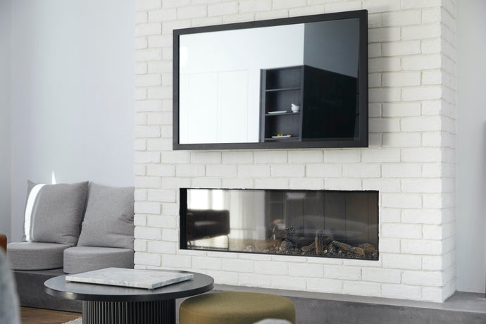 TV-Mirror with Matte Black Frame by FRAMING TO A T - TV Mirror matte black contemporary frame
