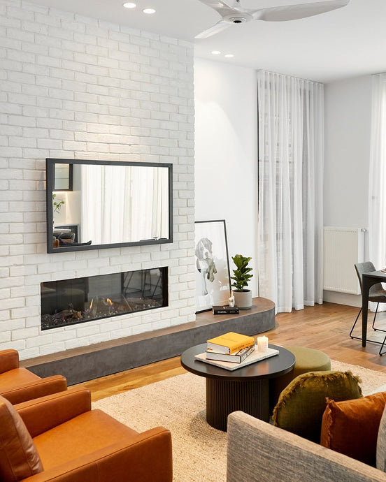 A Contemporary TV-Mirror for Sarah and George’s Living and Dining Room on The Block 2020