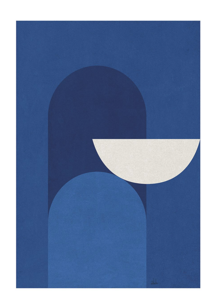 Abstract Blue by The Poster Club - An abstract art print of circular shapes in blue.