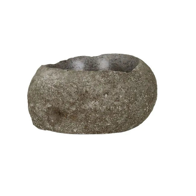 Acadia River Stone Bowl Small by globewest - Stone-like textured bowl on a white background.