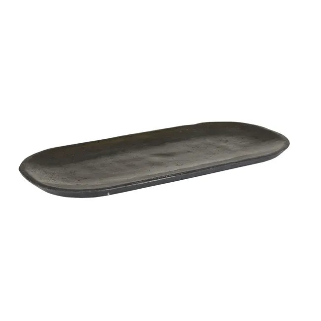 Acadia River Stone Large Plate grey by Globewest - Grey oval tray on a white background