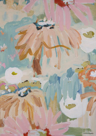 Amalfi by Marcia Priestley. Lively, abstract limited edition art print blending expressive, painterly brushstrokes with bold, floral shapes.