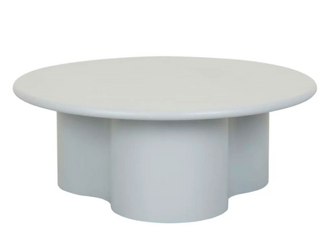 Artie Wave Coffee Table Powder Blue by GlobeWest - A Coffee table with a curved base and a powder blue finish.