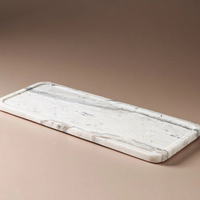 Arya Tray Onyx Travertine by Indigo Love Collectors - A decorative tray in natural stone with black vein detailing.