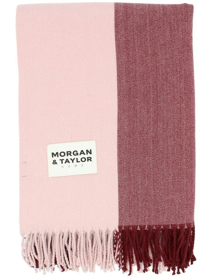 August Stripe Throw Blanket Burgundy Red