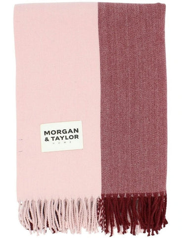 August Stripe Throw Blanket Burgundy Red