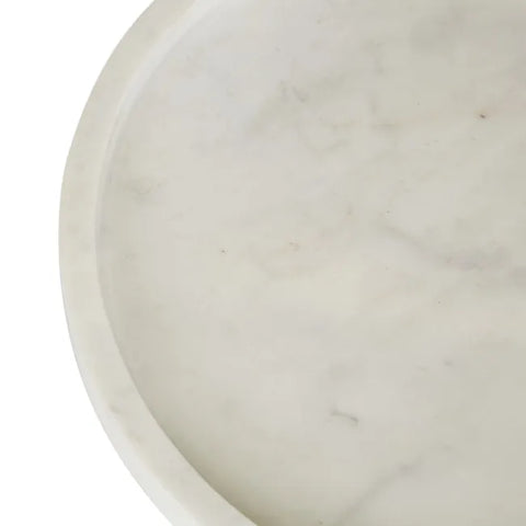 Aurora Round Tray in White Marble