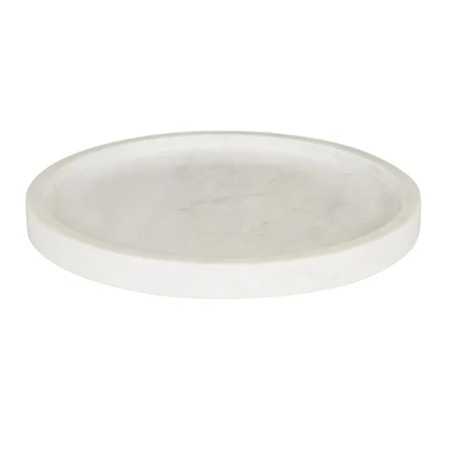 Aurora Round Tray in White Marble