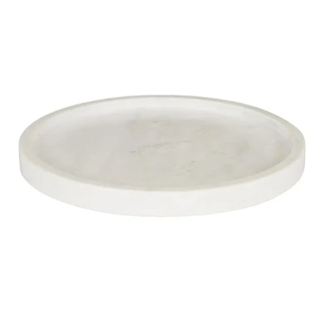 Aurora Round Tray in White Marble