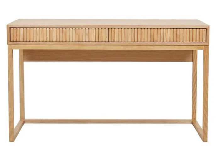 Benjamin Ripple Desk Natural Ash by GlobeWest - A timber desk with ripple textured drawers.