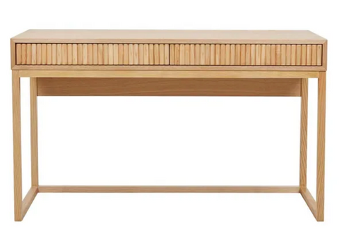 Benjamin Ripple Desk Natural Ash by GlobeWest - A timber desk with ripple textured drawers.