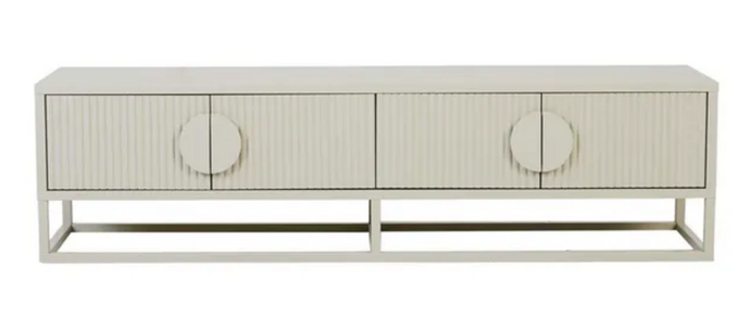 Benjamin Ripple Entertainment Unit Putty by GlobeWest - Entertainment Unit with two compartments, in a putty colour, the doors feature rippled texture and circular handles.