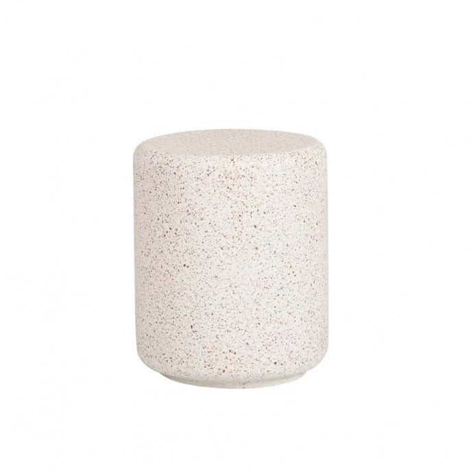 Bondi Round Terrazzo Stool by GlobeWest - An image of a circular white terrazzo stool.