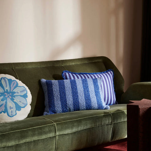 Boucle Stripe Blue Cushion