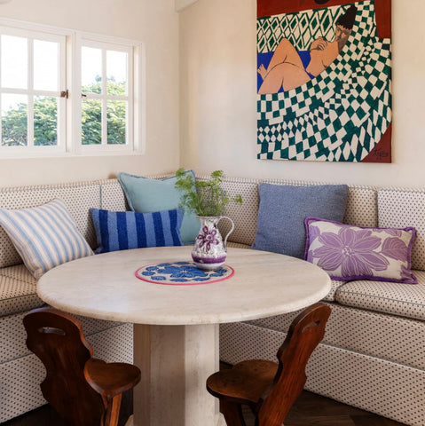 Boucle Stripe Blue Cushion