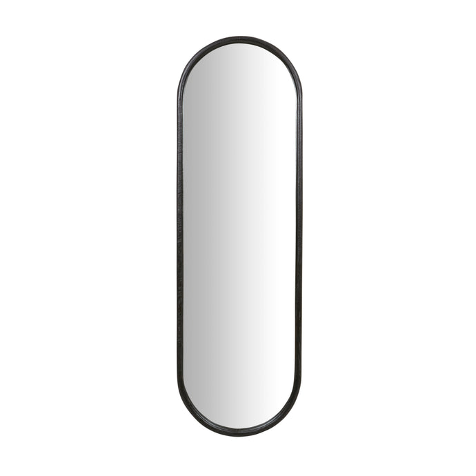 Brody Oval Mirror Black Ink - An image of an oval-shaped mirror with a thin black frame.
