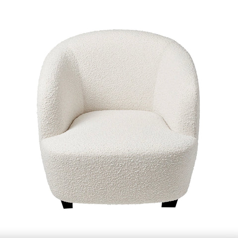 Carey Curved Chair In Ivory Boucle