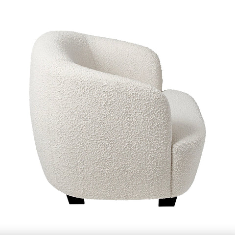 Carey Curved Chair In Ivory Boucle