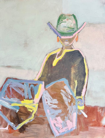 Chaps II by Marcia Priestley. Playful limited edition art print using an abstracted figurative style and broad, textured brushstrokes.