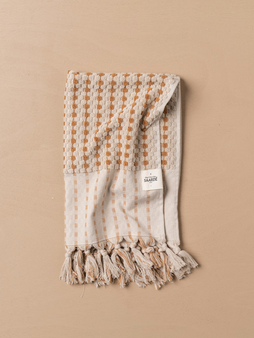 Chickpea Hand Towel Stone/Terracotta by Saardé - Stone and terracotta coloured hand towel made from turkish cotton.