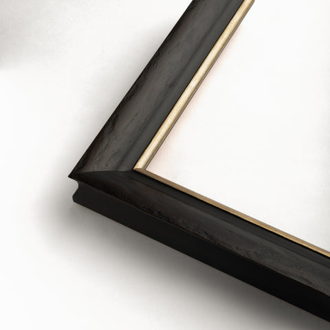 TV-Mirror in Classic Black Frame with Pewter Detail