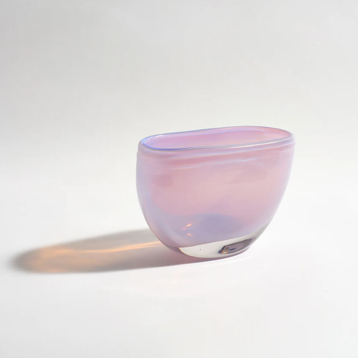 Enigma Lilac Vase by Ben David - A wide-mouthed sculptured vase in soft lilac translucent glass with gentle curved-in lip.