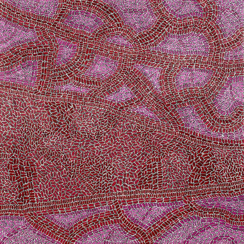 Photographic Edition print by Nathania Nangala Granites depicting depicts an old man ‘lungkarda’ (Centralian blue-tongued lizard), of the Jampijinpa skin group, who lived on a hill with his two Jangala sons.