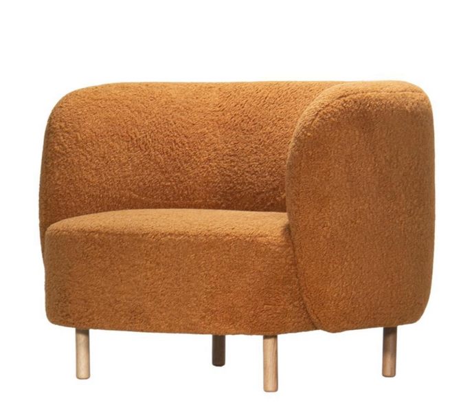 Gina Lounge Chair by Satara - Rust Boucle occasional chair with timber legs.