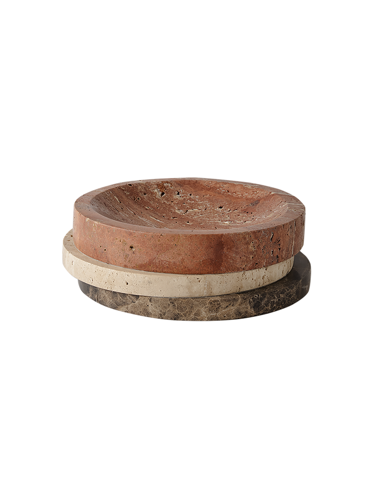 Pila Bowl Red Travertine, Travertine & Emperador