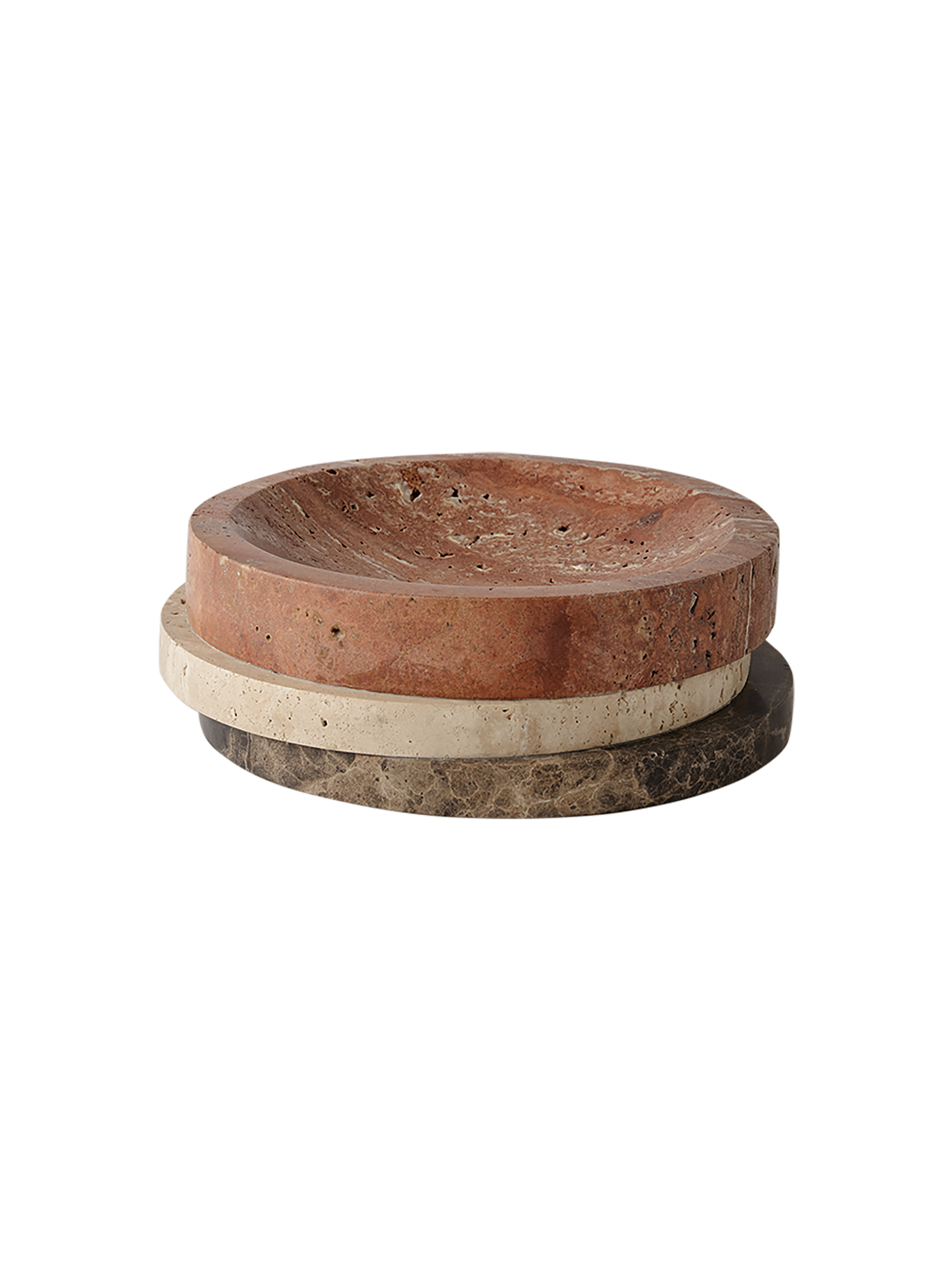 Pila Bowl Red Travertine, Travertine & Emperador