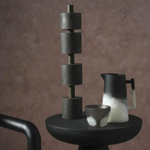 Halo Jug Swirl Resin Black and White