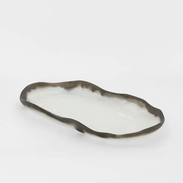 Halo Platter Swirl Resin Black and & White