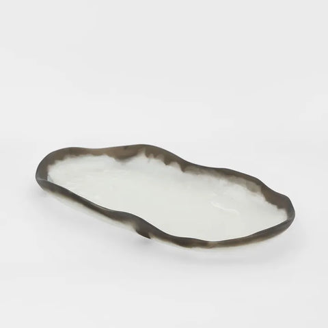 Halo Platter Swirl Resin Black and & White