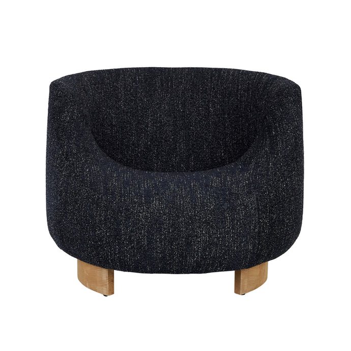 Hana Occasional Chair Starry Night/Natural Ash - An image of an upholstered modern barrel chair in dark blue.