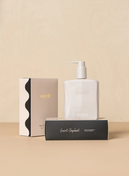 Hand and Body Wash Saint-Raphaël by Saardé - A hand and body wash with stone coloured packaging.