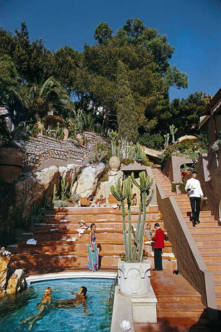 Hotel Punta Tragara by Slim Aarons - Photograph of pool and steps with greenery at Hotel Punta Tragara