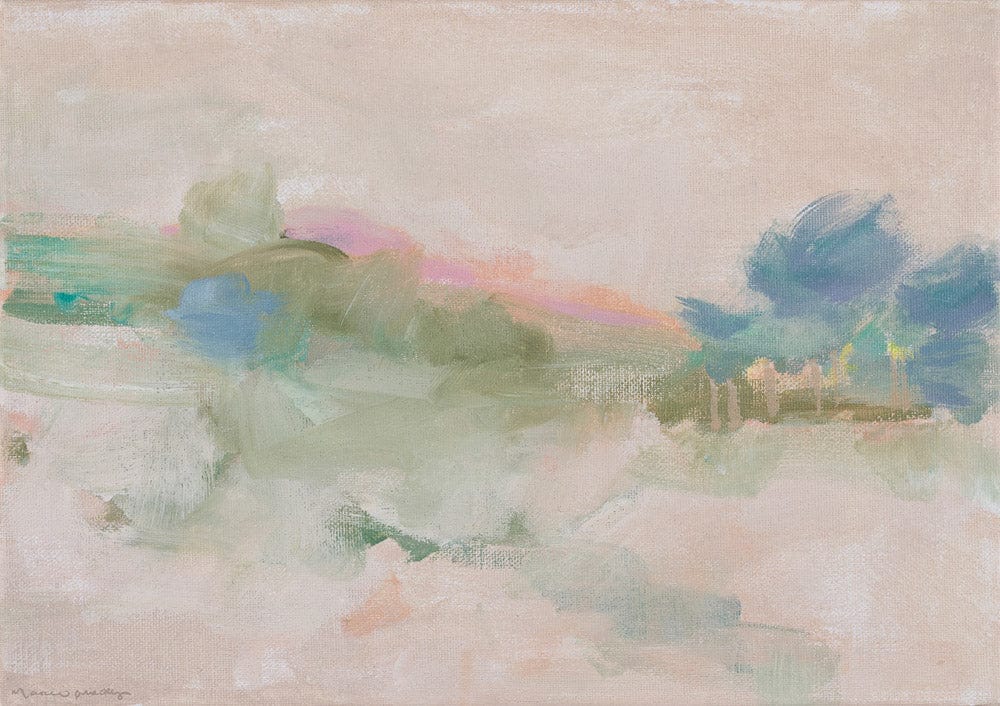 Imagine by Marcia Priestley. Serene and atmospheric, this impressionistic landscape is a limited edition art print featuring soft pastel tones.