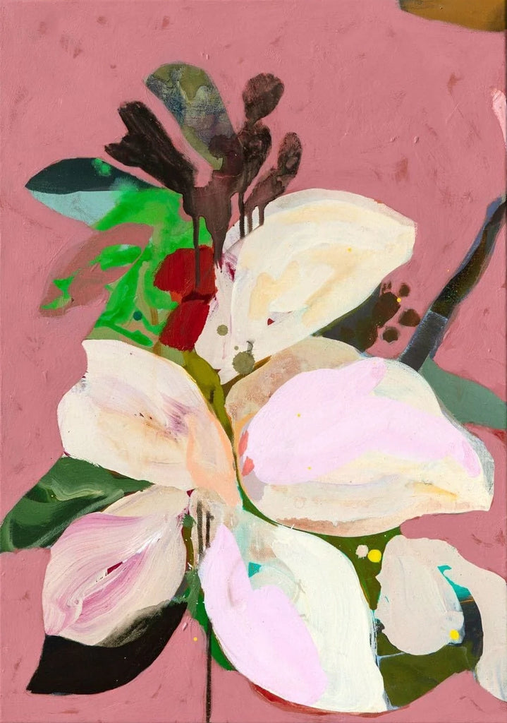 Is Missing by Anne-Sophie. Bold, expressive and colourful limited edition art print featuring abstract flowers. 