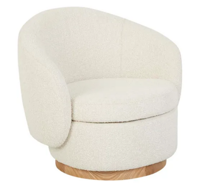 Juno Pod Occasional Chair Barley Boucle by GlobeWest - A Boucle occasional chair in cream barley cover with a timber base