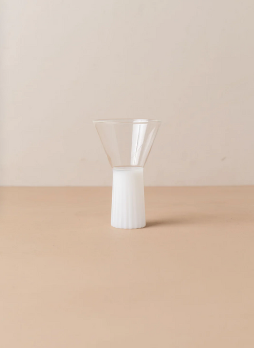 Kairos Wine Glass Opaque White by Saardé - A wine glass with an opaque white stem and ribbed texture.