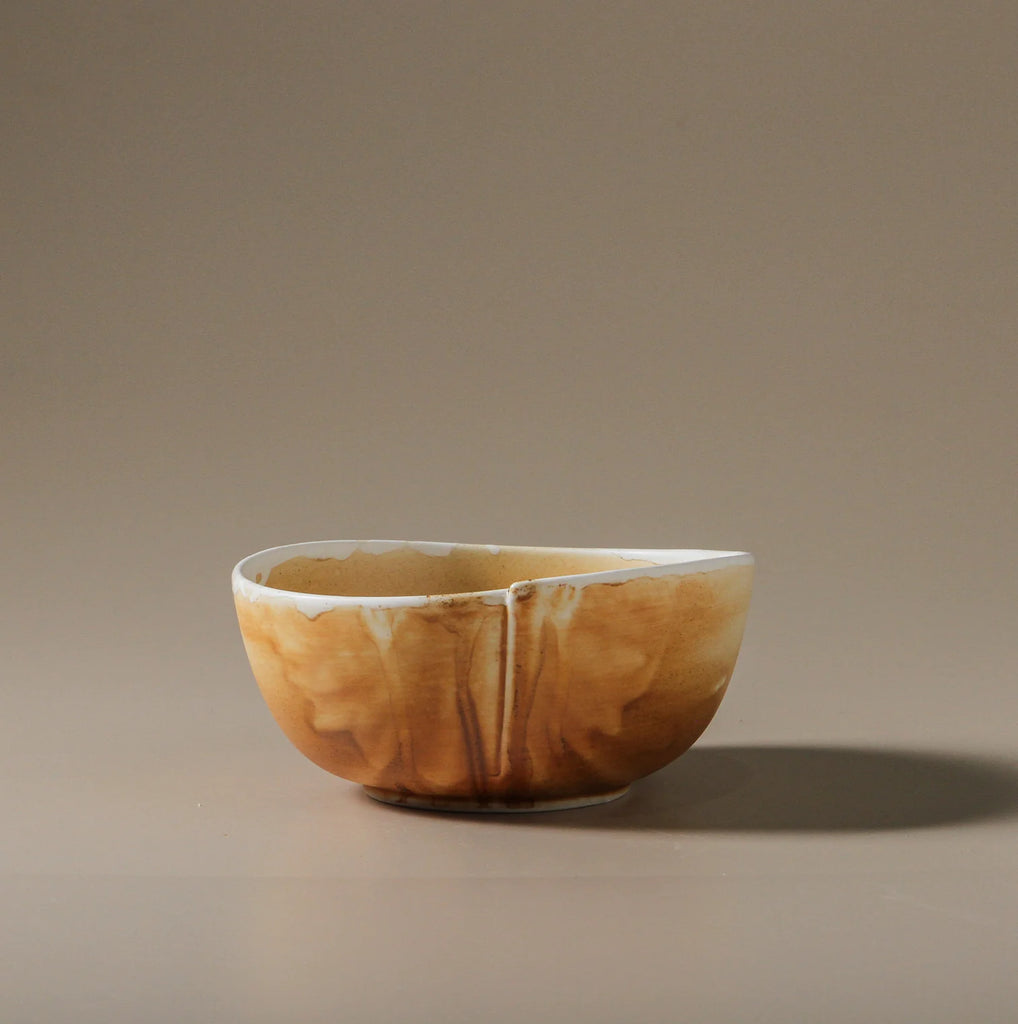 Kintsu Breakfast Bowl by Indigo Love - Wheat coloured sculpted bowl.
