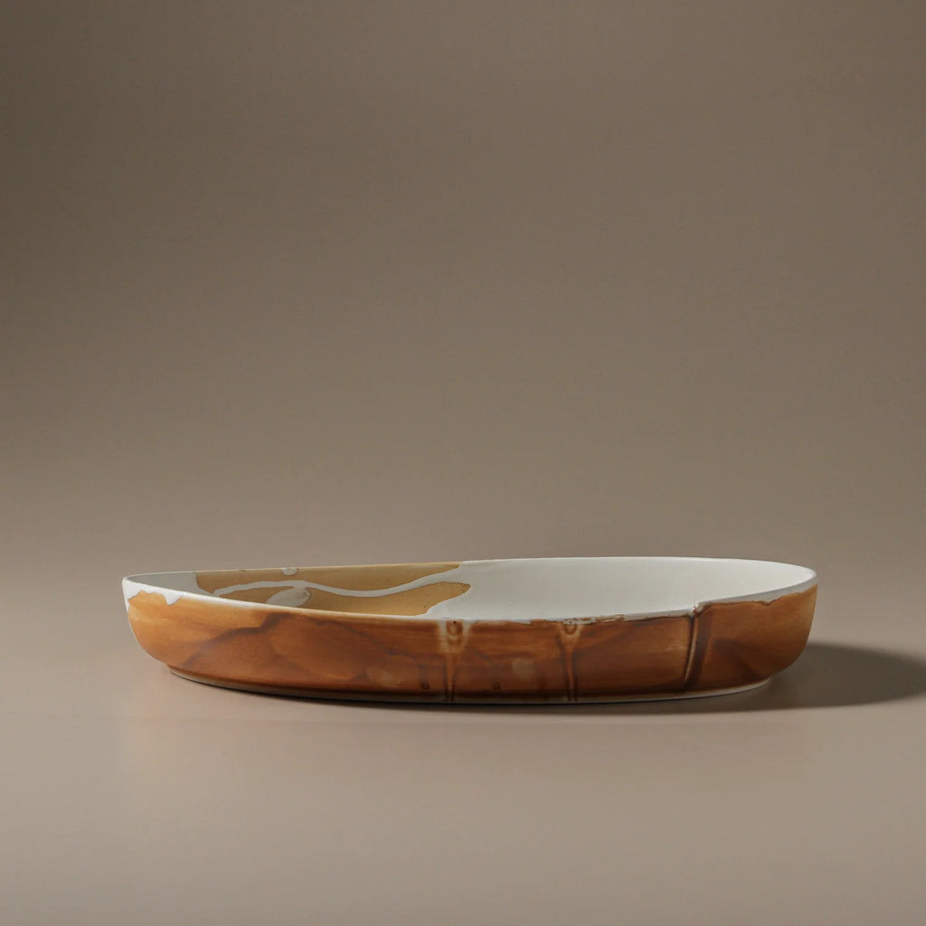 Kintsu Oval Platter by Indigo Love - brown oval platter