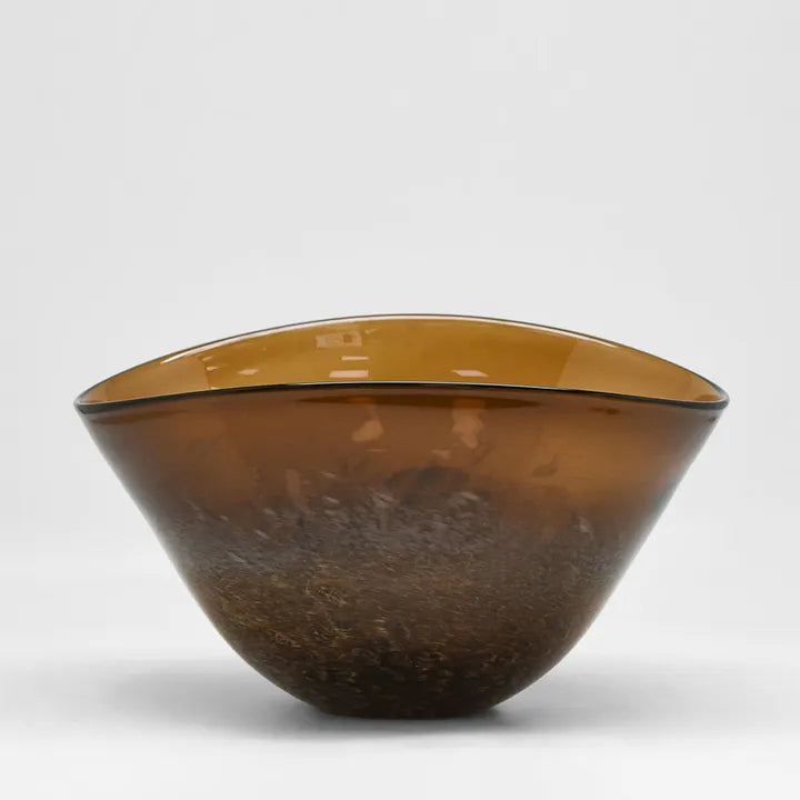 Lava Handblown Glass Bowl Brown