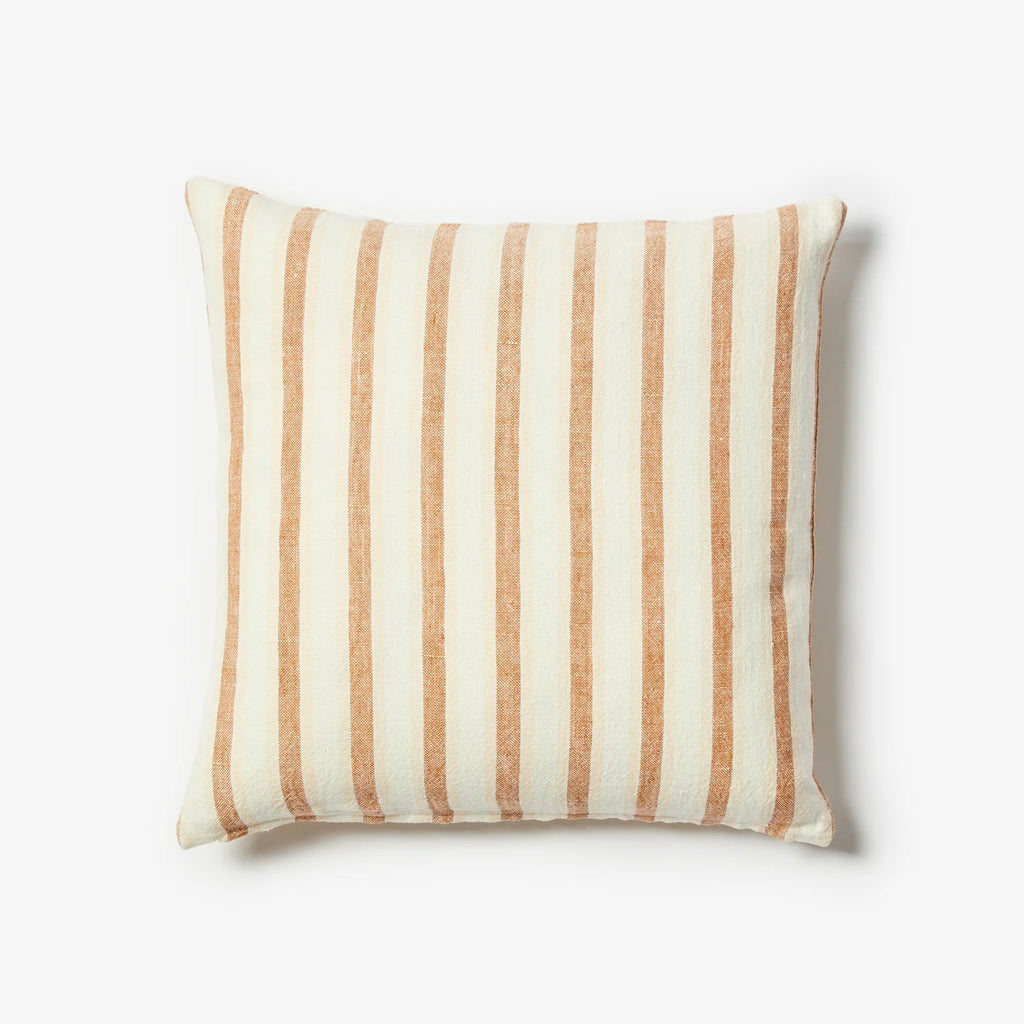 Striped linen tan cushion