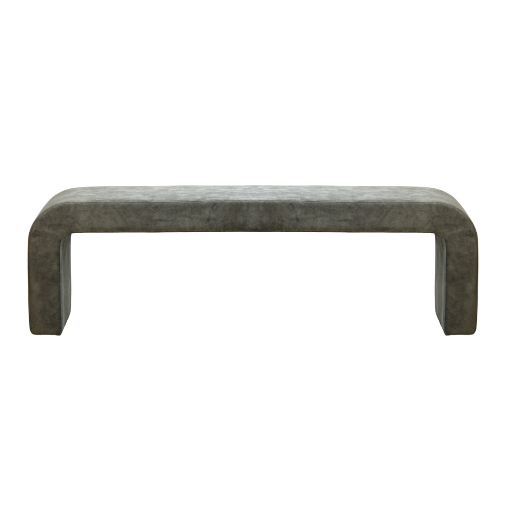 Lola Bench Jade by Satara - A jade green velvet bench seat with softly curved silhouette & luxurious upholstery. 