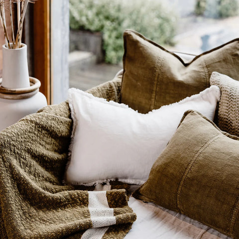 Luca Linen Cushion Olive
