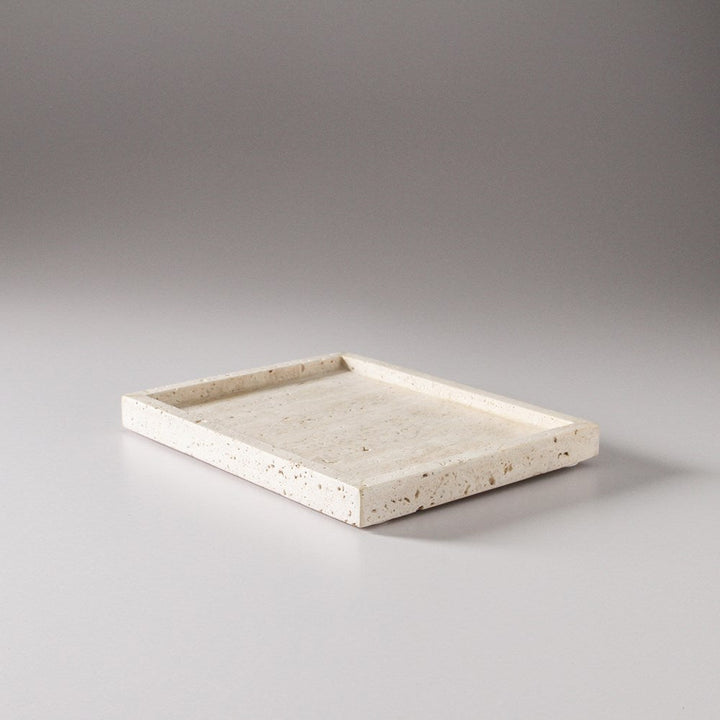 Lyssa Travertine Tray by Indigo Love Collectors - A rectangular decorative tray in natural stone travertine.