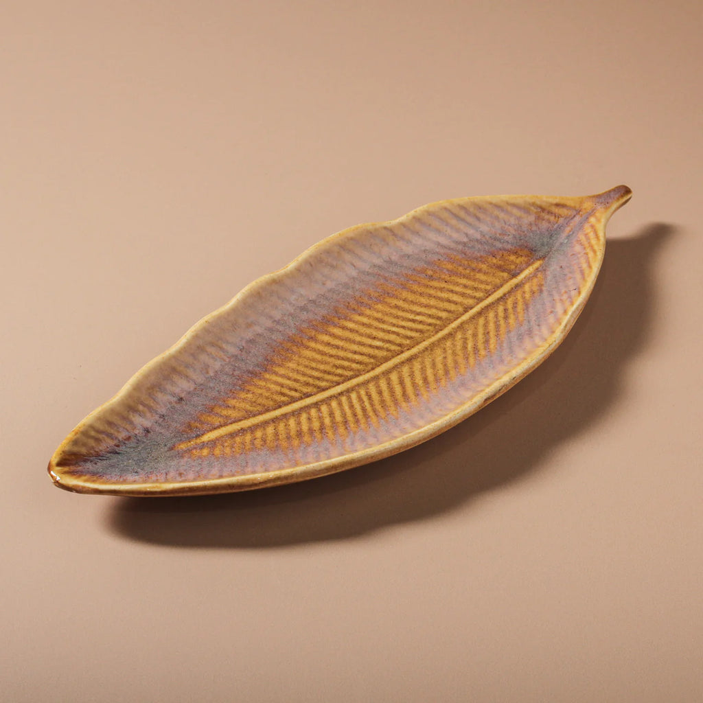 Ophelia Ceramic Platter by Indigo Love - Leaf shaped ceramic dish