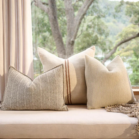 Orion Linen Cushion Natural/Chocolate Large