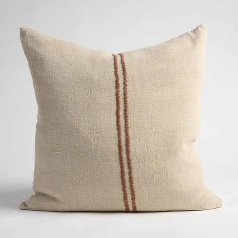Orion Linen Cushion Natural/Chocolate Large